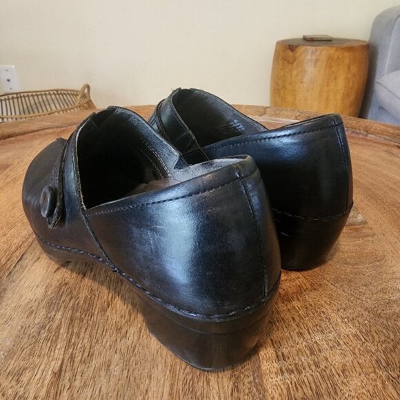 Dansko Solstice Black Leather Button Strap Clogs #9815020200 Women's 8.5 - 9 - Picture 6 of 12